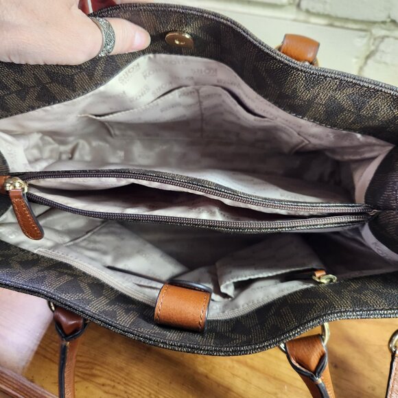 Euc Michael Kors Hamilton Brown Monogram Shoulder Bag Purse - Picture 12 of 13